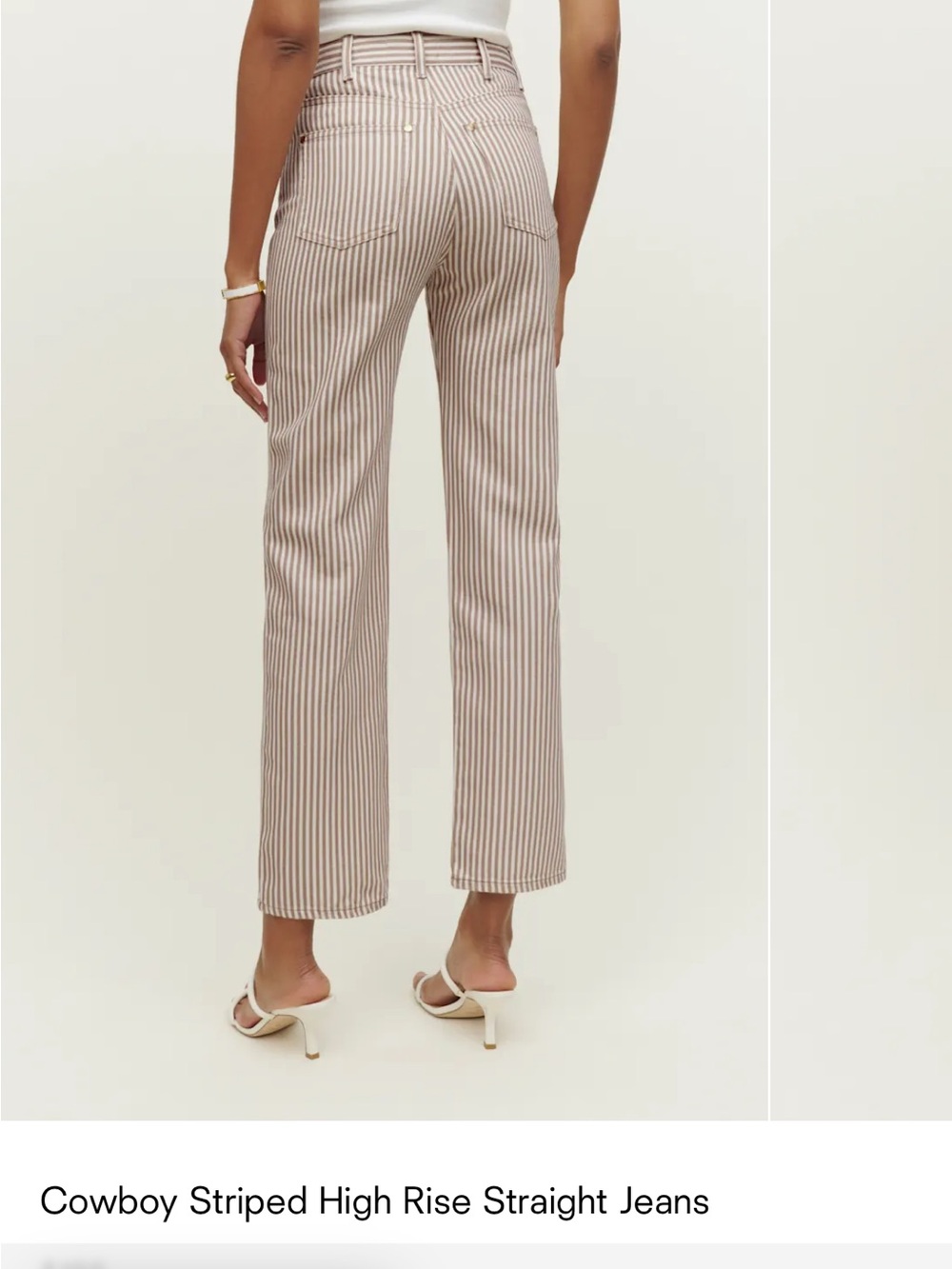 Reformation Beige & White Striped Ankle Jeans - Picture 2 of 2